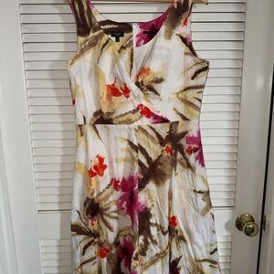 Talbots Brown and Pink Floral Midi Dress